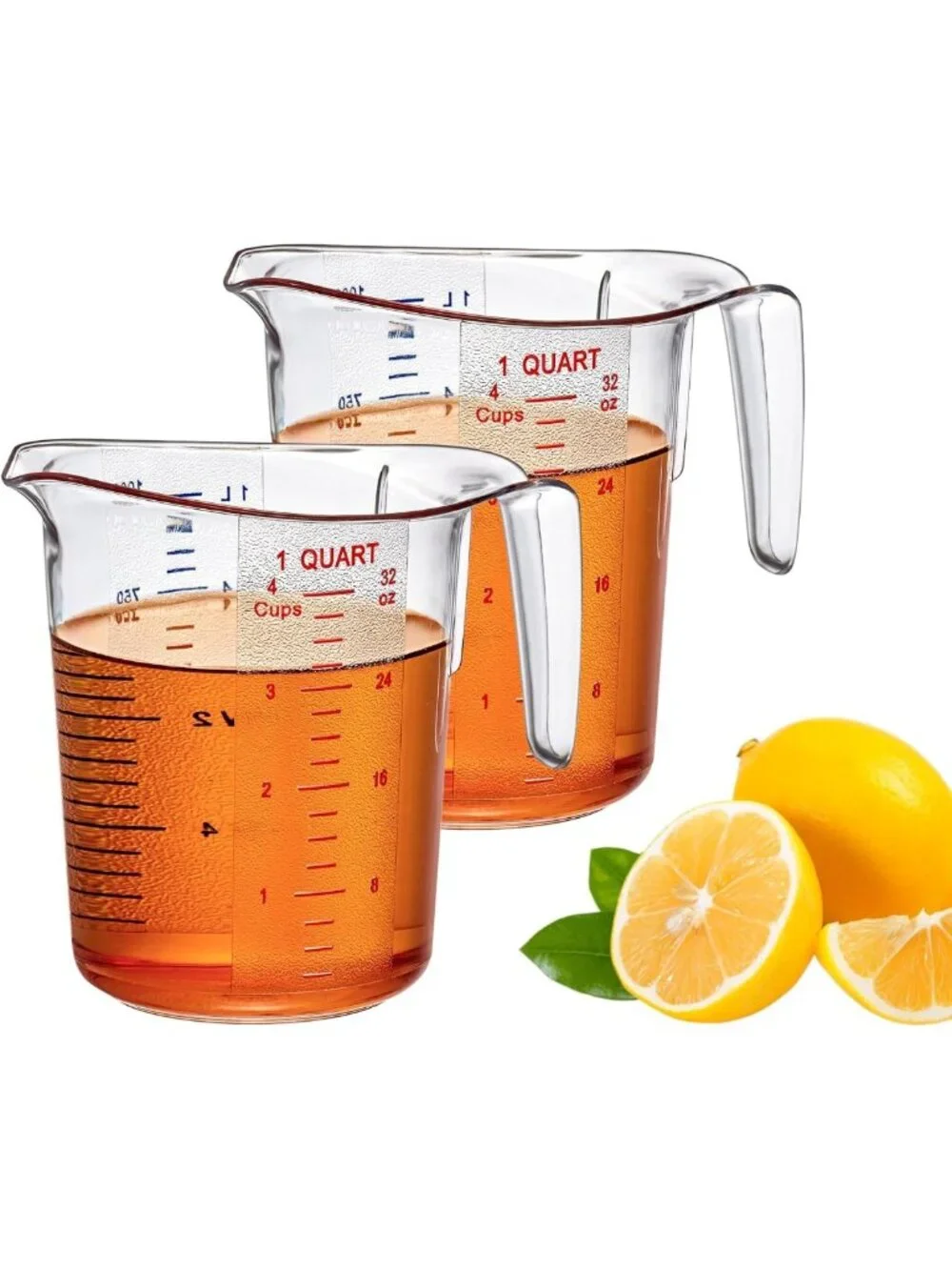 32-Ounce Plastic Measuring Pitcher Set - Unbreakable, Stackable, Dishwasher-Safe